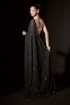 Shop_Itrh_Black Net Embellished Crystal Layla Pre-stitched Saree With Blouse  _at_Aza_Fashions