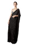 Itrh_Black Net Embellished Crystal Layla Pre-stitched Saree With Blouse  _Online_at_Aza_Fashions