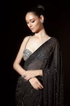 Buy_Itrh_Black Net Embellished Crystal Layla Pre-stitched Saree With Blouse  _Online_at_Aza_Fashions