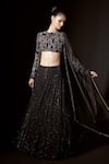 Buy_Itrh_Black Lehenga And Blouse Net Embellished Crystal Figurine Flow Set  _at_Aza_Fashions