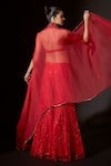 Shop_Itrh_Red Cape Silk Organza Embellished Vibrant Jewel Sharara Set  _at_Aza_Fashions