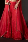 Itrh_Red Cape Silk Organza Embellished Vibrant Jewel Sharara Set  _Online_at_Aza_Fashions