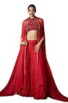 Buy_Itrh_Red Cape Silk Organza Embellished Vibrant Jewel Sharara Set  _Online_at_Aza_Fashions