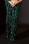 Buy_Itrh_Emerald Green Net Embellished Nour Pre-stitched Saree With Blouse  _Online_at_Aza_Fashions