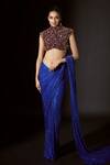 Buy_Itrh_Blue Net Embellished Crystal Osiris Pre-stitched Saree With Blouse  _at_Aza_Fashions