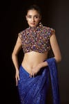 Shop_Itrh_Blue Net Embellished Crystal Osiris Pre-stitched Saree With Blouse  _at_Aza_Fashions