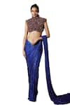 Buy_Itrh_Blue Net Embellished Crystal Osiris Pre-stitched Saree With Blouse  _Online_at_Aza_Fashions