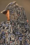 Shop_Itrh_Black Crystal Nile Essence Embellished Cap With Attached Scarf _at_Aza_Fashions