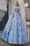 Shop_Seema Gujral_Blue Net Embroidered 3d Florals Sweetheart Lehenga_Online_at_Aza_Fashions