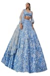 Seema Gujral_Blue Net Embroidered 3d Florals Sweetheart Lehenga_at_Aza_Fashions
