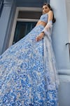 Buy_Seema Gujral_Blue Net Embroidered 3d Florals Sweetheart Lehenga