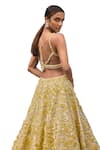Seema Gujral_Yellow Net Embroidered 3d Florals Plunged Leaf Lehenga Set _at_Aza_Fashions