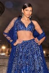 Buy_Seema Gujral_Blue Net Embroidered Sequins Plunged V Geometric Lehenga Set  _Online_at_Aza_Fashions