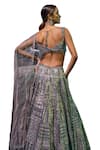 Shop_Seema Gujral_Silver Net Embroidered Sequins Plunged Antique Lehenga Set  