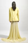 Deme by Gabriella_Yellow Malai Lycra Solid Lapel Collar Full Sleeve Blazer_Online_at_Aza_Fashions