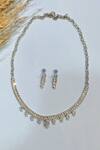 Buy_Prestones_White Zircons Stone Studded Necklace Set _at_Aza_Fashions