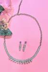 Buy_Prestones_White Zircons Studded Drop Necklace Set _at_Aza_Fashions