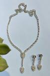 Buy_Prestones_White Zircons Studded Lariat Necklace Set _at_Aza_Fashions