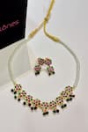 Buy_Prestones_Multi Color Stone Studded Floral Pearl Necklace Set_at_Aza_Fashions
