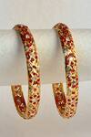 Buy_Prestones_Red Stone Studded Floral Bangles- Set Of 2_at_Aza_Fashions