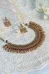 Buy_Prestones_Multi Color Stone Pearl Embellished Choker Set _at_Aza_Fashions