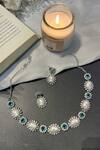 Buy_Prestones_Green Zirconia Studded Choker Set _at_Aza_Fashions