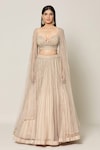 Shop_Samyukta Singhania_Beige Rhinestone Net Embroidery Crystal Celeste Bloom Bridal Lehenga Set_Online_at_Aza_Fashions