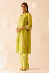 Shop_Bunka_Green Silk Organza Embroidery, Amara Rosa Print Jacket Kurta With Camisole _Online_at_Aza_Fashions