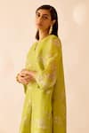 Buy_Bunka_Green Silk Organza Embroidery, Amara Rosa Print Jacket Kurta With Camisole 