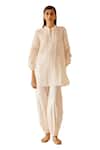 Bunka_Ivory Cotton Solid Cecile Harem Pant  _Online_at_Aza_Fashions