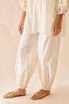 Buy_Bunka_Ivory Cotton Solid Cecile Harem Pant  _Online_at_Aza_Fashions
