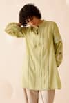 Shop_Bunka_Green 100% Cotton Voile Embroidery Floret Cecile Floral And Lace Tunic  _Online_at_Aza_Fashions