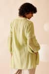 Shop_Bunka_Green 100% Cotton Voile Embroidery Floret Cecile Floral And Lace Tunic  