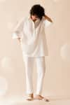 Buy_Bunka_White Cotton Poplin Neela Solid Straight Pant  _at_Aza_Fashions