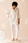 Buy_Bunka_White Cotton Poplin Neela Solid Straight Pant  _Online_at_Aza_Fashions