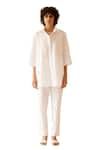 Shop_Bunka_White Cotton Poplin Neela Solid Straight Pant  _Online_at_Aza_Fashions