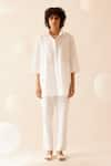 Bunka_White Cotton Poplin Neela Solid Straight Pant  _at_Aza_Fashions