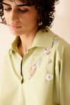 Buy_Bunka_Green 100% Cotton Poplin Hand Embroidered Floral Nisha Shirt 