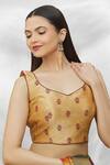 Shop_Nazaakat by Samara Singh_Gold Art Silk Printed Floral V Neck Metallic Blouse_Online_at_Aza_Fashions