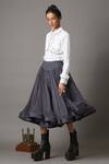 Buy_Quod_Grey 60% Cotton Plain Layered Skirt _at_Aza_Fashions