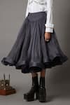 Quod_Grey 60% Cotton Plain Layered Skirt _at_Aza_Fashions