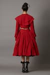 Shop_Quod_Red 100% Viscose Embellished Cascading Flowers Panelled Midi Skirt _at_Aza_Fashions