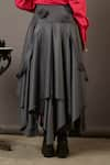 Buy_Quod_Grey 35% Wool 65% Viscose Mix Layered Asymmetric Panelled Skirt  