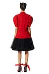 Buy_Quod_Red 40% Cotton 60% Nylon Ruffle Color Blocked Placket Ballet Dress  _Online_at_Aza_Fashions