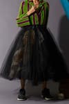Quod_Black 80% Nylon 20% Silk Printed Cereal Girl Layered Midi Skirt _at_Aza_Fashions