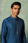 Buy_Philocaly_Blue Silk Blend Embroidery Abstract Rayaan Kurta _Online_at_Aza_Fashions