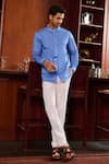 Buy_Philocaly_Blue Cotton Solid Arquette Shirt _at_Aza_Fashions
