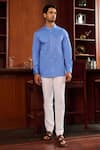 Shop_Philocaly_Blue Cotton Solid Arquette Shirt _at_Aza_Fashions