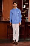 Philocaly_Blue Cotton Solid Arquette Shirt _Online_at_Aza_Fashions