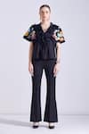 Buy_Zosia_Black Luxury Heavy Crepe Lycra Antonio Ruffled Top And Pant Set  _Online_at_Aza_Fashions